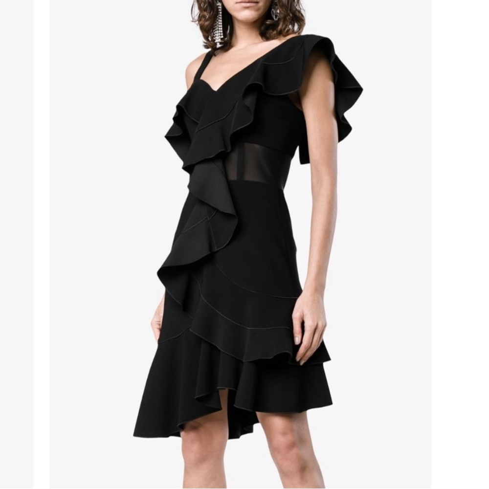 Proenza Schouler Black Asymmetrical Ruffle Mini Dress - Picture 14 of 14